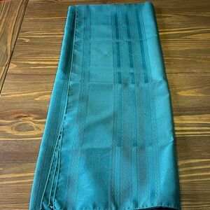 Teal Green Satiny Rectangle Tablecloth with Subtle Stripe Texture
